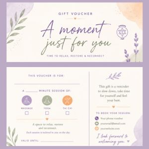 Gift Voucher for those Special Occasions - Yoga | Tai Chi | Massage